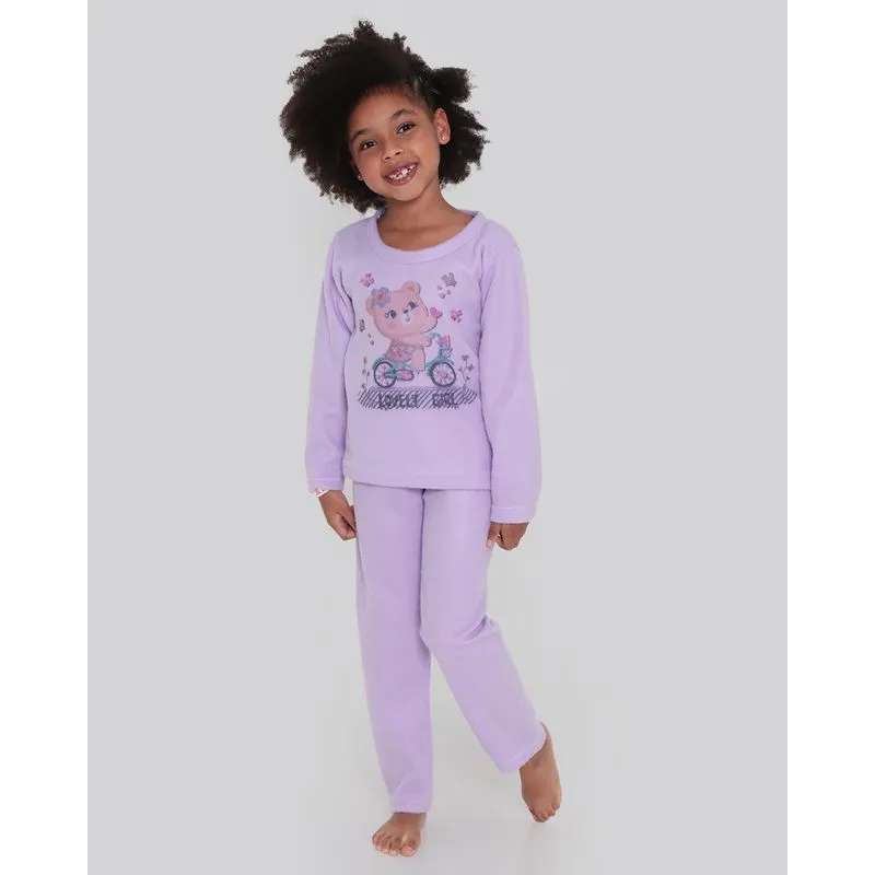 Pijama Infantil Soft Estampa Bicicleta Lilás 8