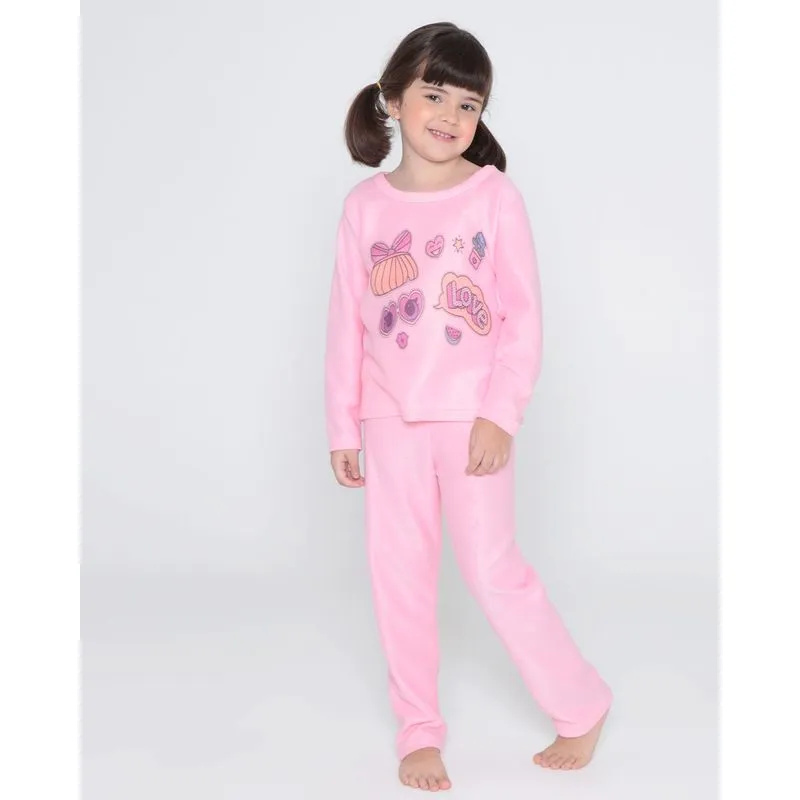 Pijama Infantil Soft Estampa Love Rosa 4