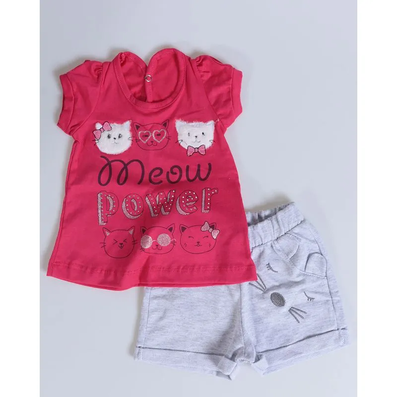 Conjunto Bebê Short Saia Happy Rosa P