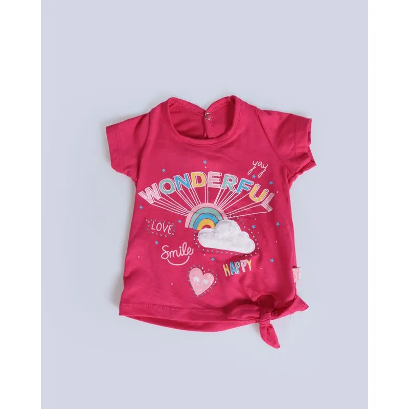 Blusa Bebê Manga Curta Nózinho Wonderful Rosa Médio M