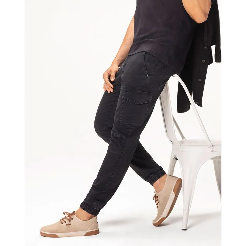 Calça Jeans Masculina Jogger Cargo Preta 40