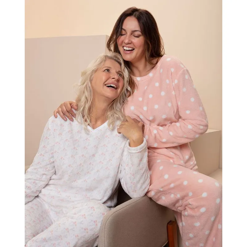 Pijama Feminino Longo Soft Poá Rosa Claro M