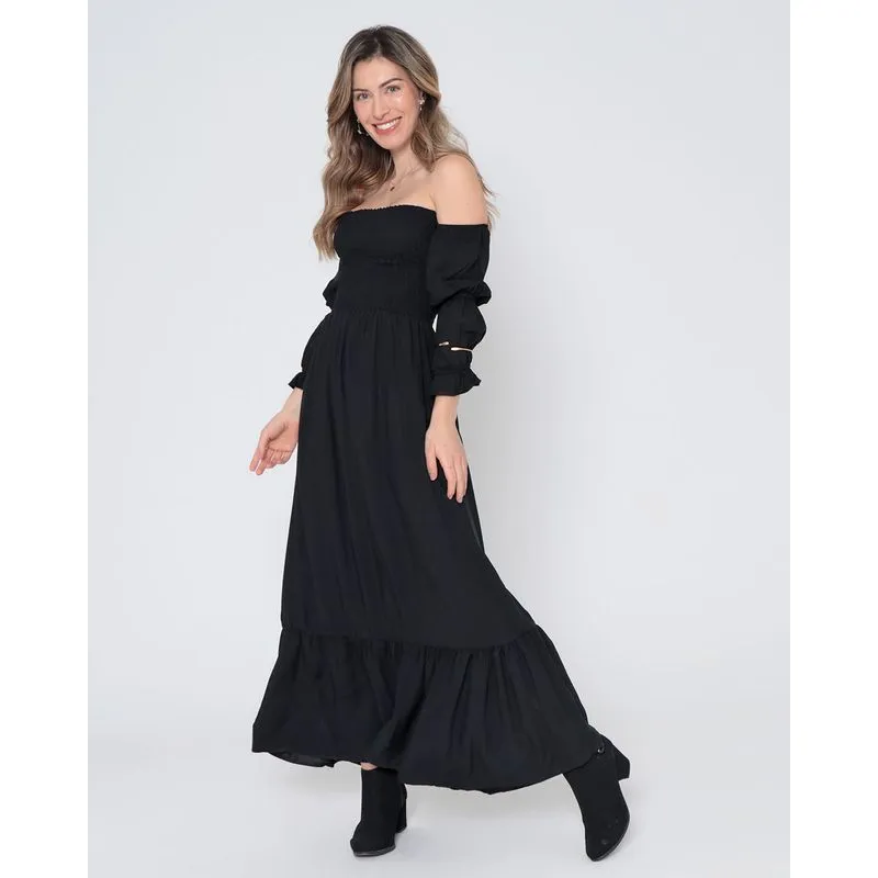 Vestido Ciganinha Feminino Busto Com Elástico Preto G