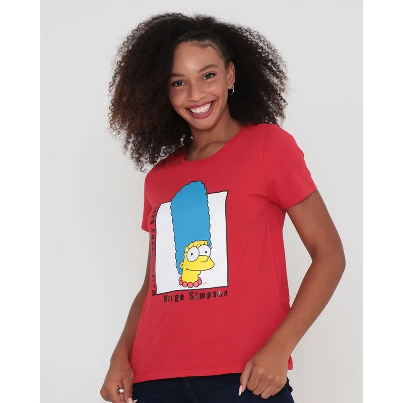Camiseta Feminina Estampa Marge Simpson Vermelha G