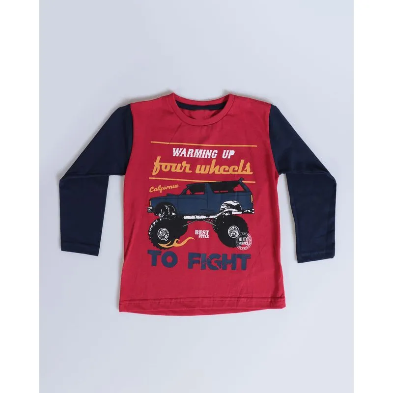Camiseta Bebê Manga Longa Estampa Carro Vermelha 1