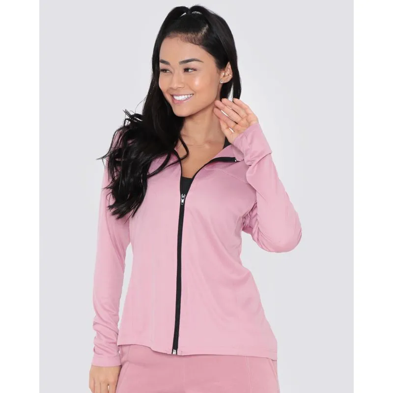 Jaqueta Feminina Fitness Com Zíper Rosa Claro P