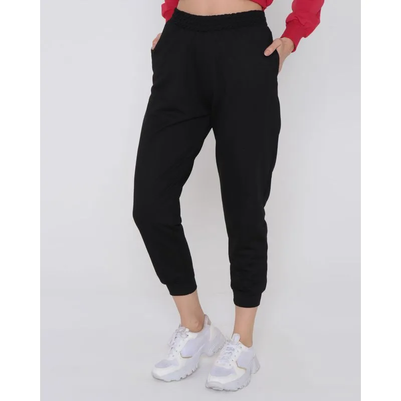 Calça Moletinho Feminina Jogger Preta M