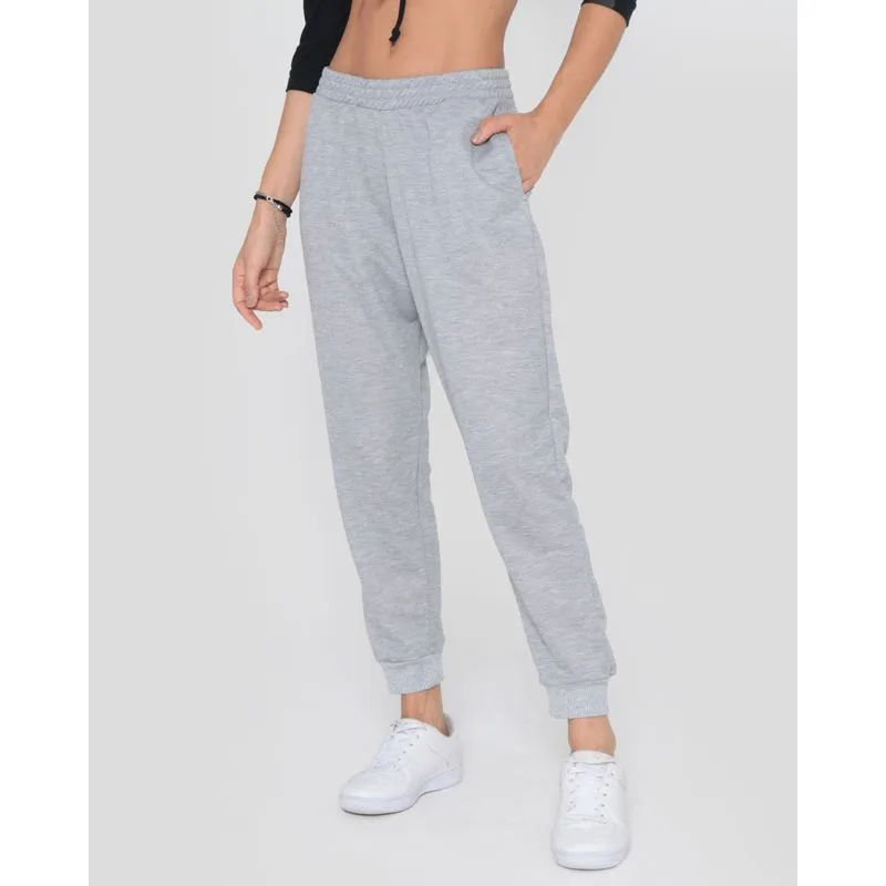 Calça Moletinho Feminina Jogger Cinza Claro G