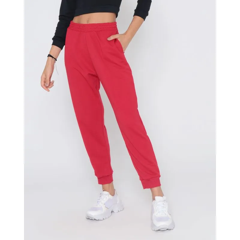 Calça Moletinho Feminina Jogger Vermelha P
