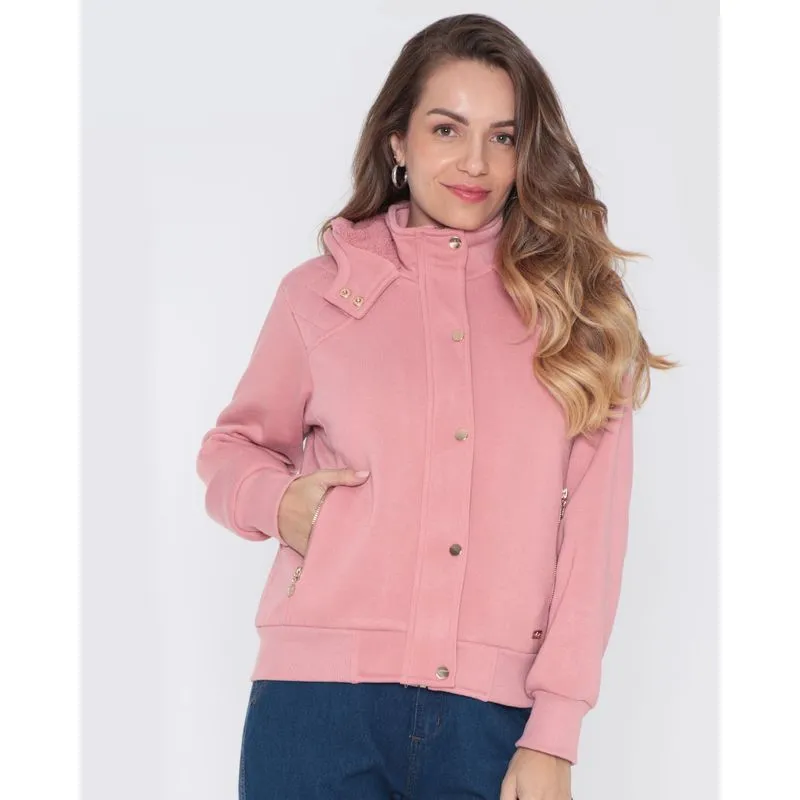 Casaco Moletom Peluciado Feminino Rosa M