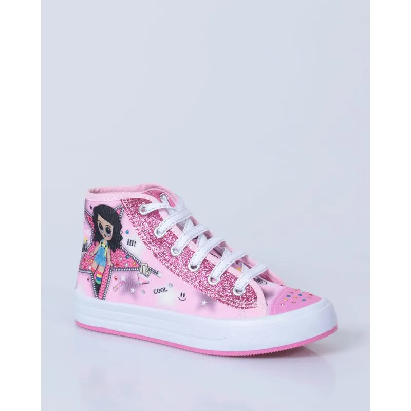 Tênis Infantil Cano Médio Boneca Star Rosa Claro 29