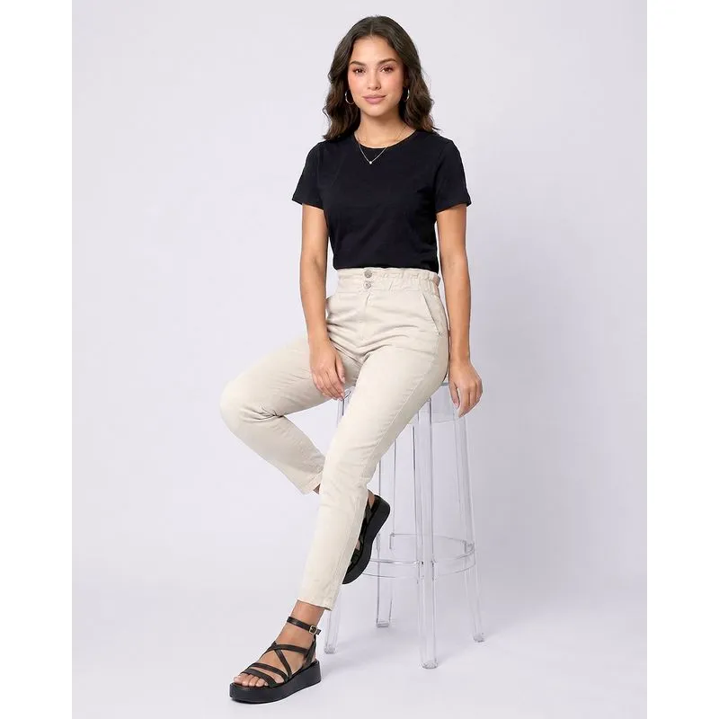 Calça Sarja Feminina Clochard Bege 38