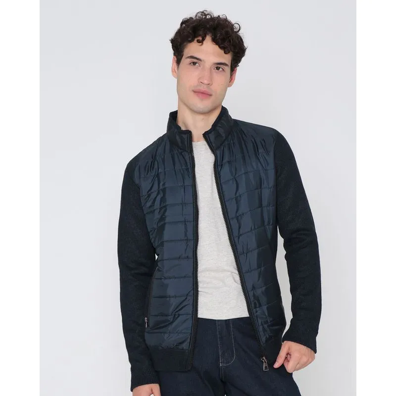 Casaco Masculino Tricô Matelasê Azul Marinho P