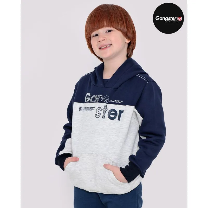 Blusão Infantil Moletom Gangster Azul Marinho 8