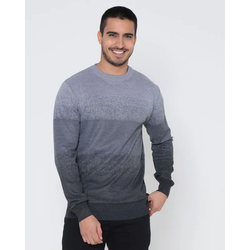 Suéter Masculino Tricô Degrade Tricolor Cinza M