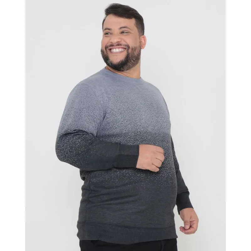 Suéter Plus Size Tricô Degrade Cinza Claro G1
