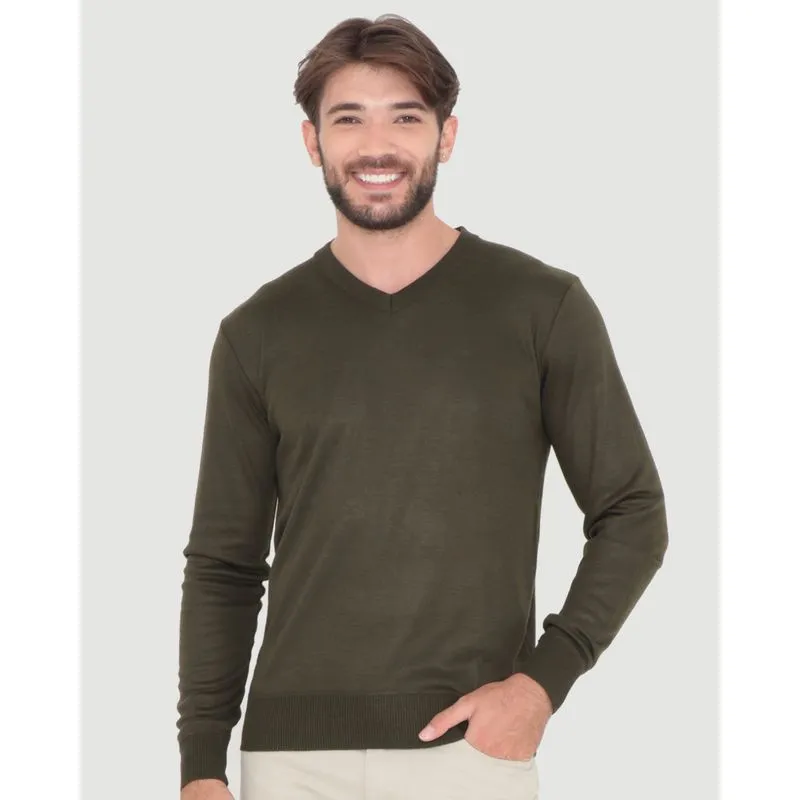 Suéter Masculino Tricô Gola V Verde G