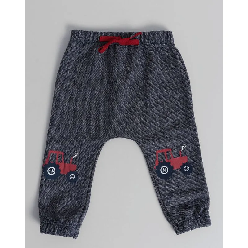 Calça Moletinho Bebê Saruel Estampa Trator Azul Marinho P