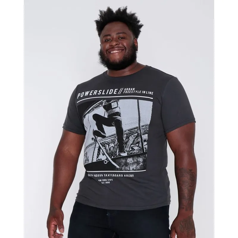 Camiseta Plus Size Estampa Skate Preta G2