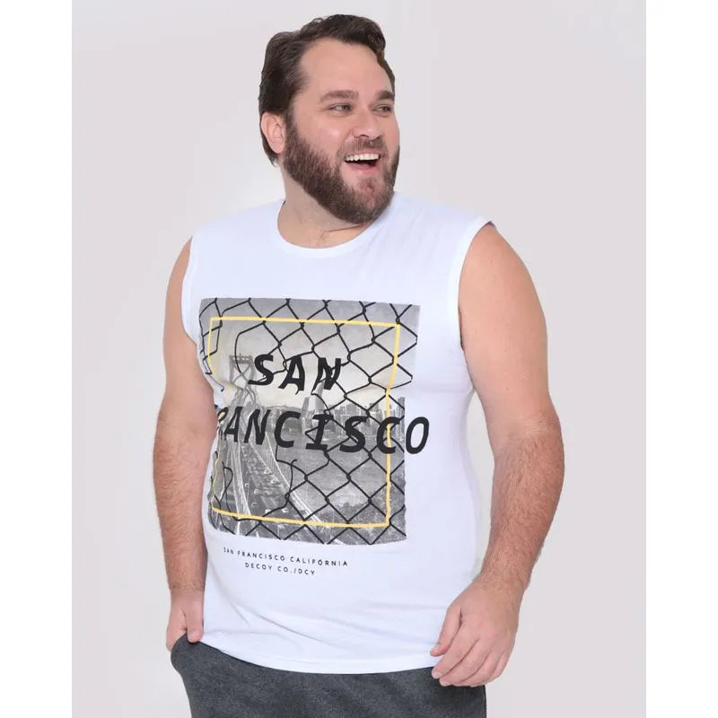 Regata Plus Size Masculina Machão Branca G2