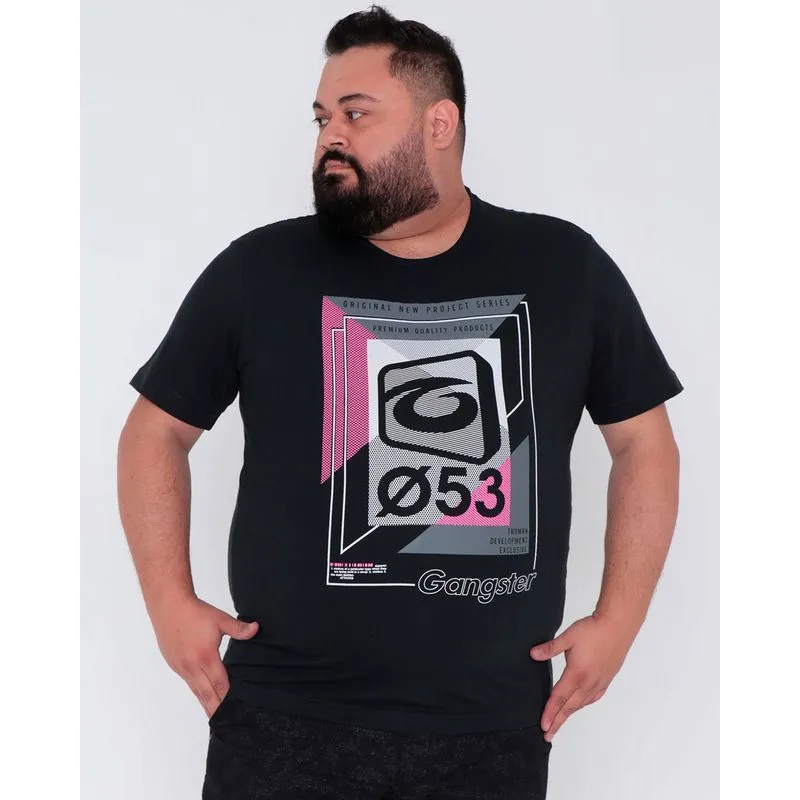 Camiseta Plus Size Estampa Gangster Preto G2