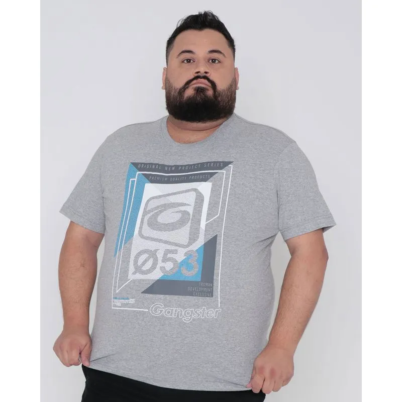 Camiseta Plus Size Estampa Gangster Cinza Claro G3