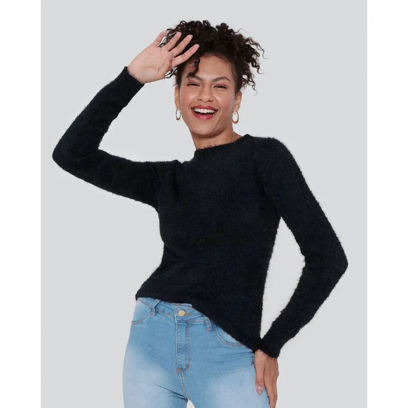 Suéter Feminino Chenille Preto M