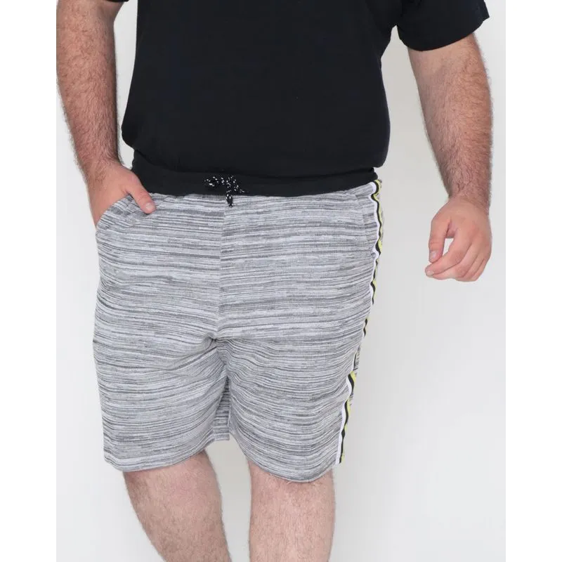 Bermuda Plus Size Masculina Moletinho Rajado Cinza G2