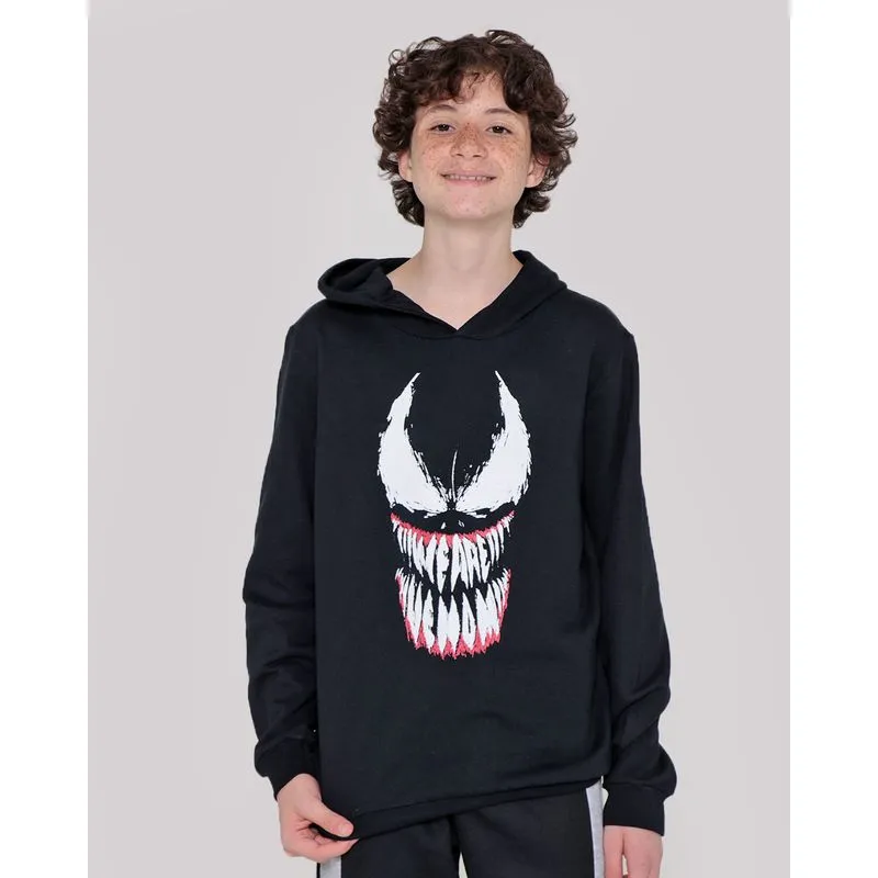 Blusão Juvenil Moletom Venom Marvel Preto 10