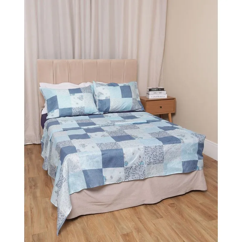 Jogo De Cama Arte E Cazza Queen 4 Peças Estampado Azul UN