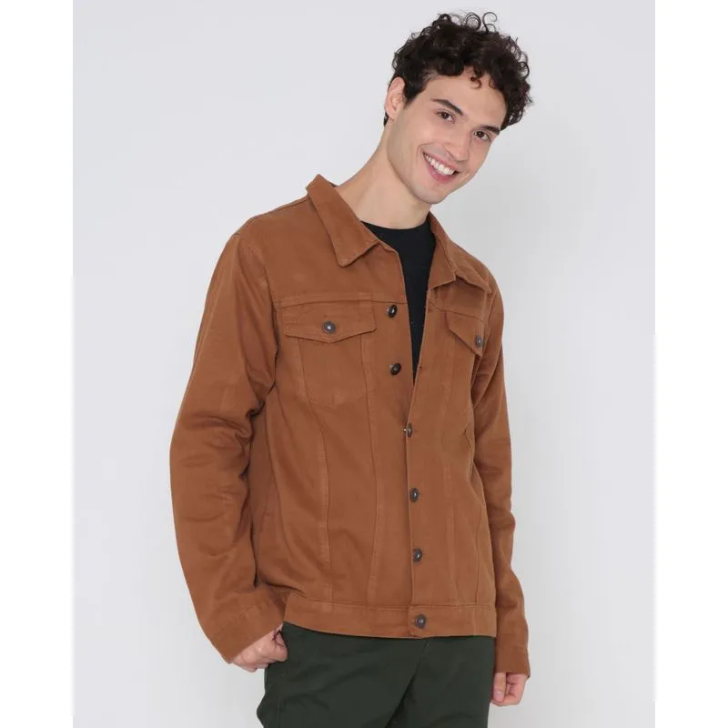 Jaqueta Sarja Masculina Bolsos Frontais Marrom G