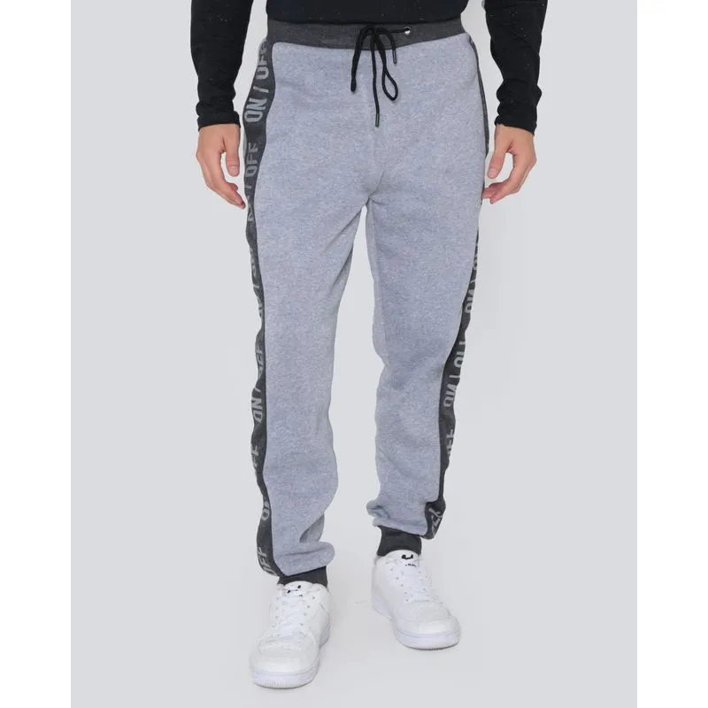 Calça Moletom Masculina Jogger Com Recorte On/Off Cinza P