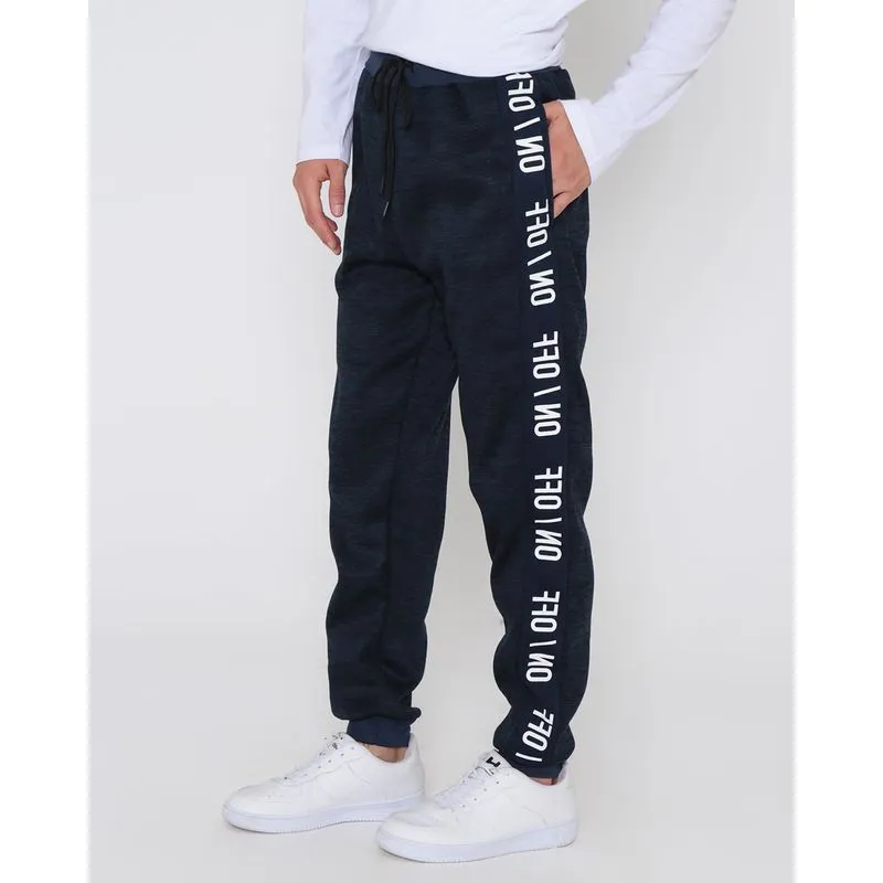 Calça Moletom Masculina Jogger Com Recorte Azul Marinho GG