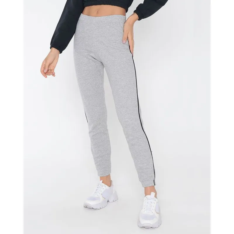 Calça Feminina Moletom Jogger Cinza Claro GG