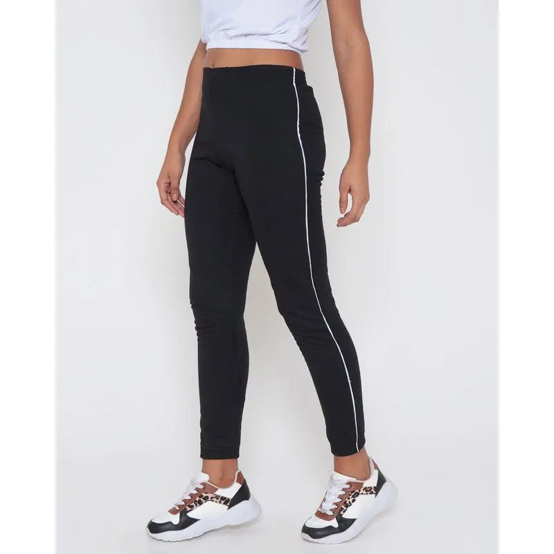 Calça Feminina Moletom Jogger Preta GG