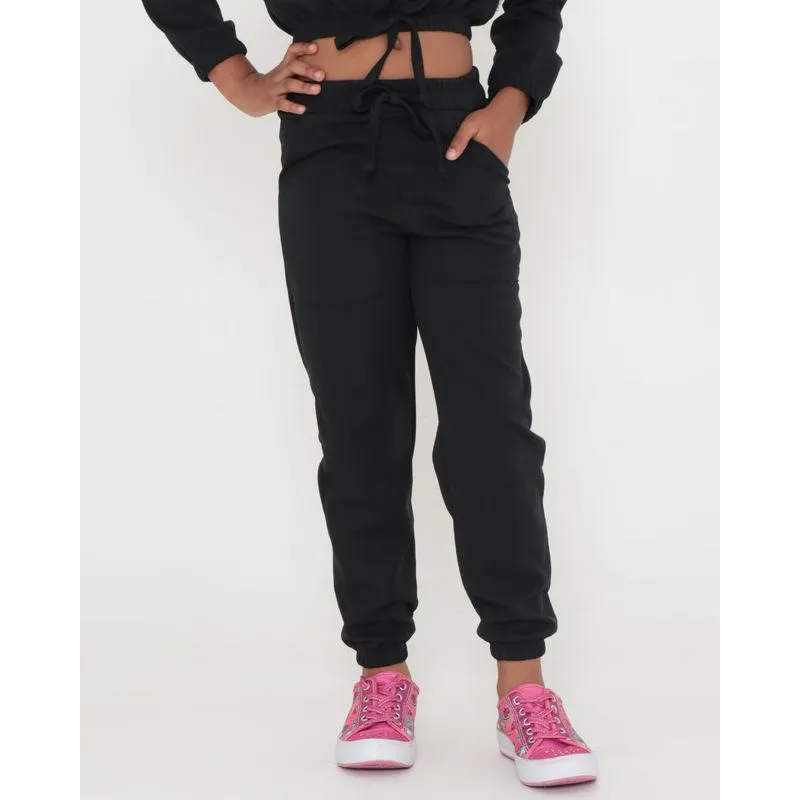 Calça Infantil Jogger Crepe Preta 6