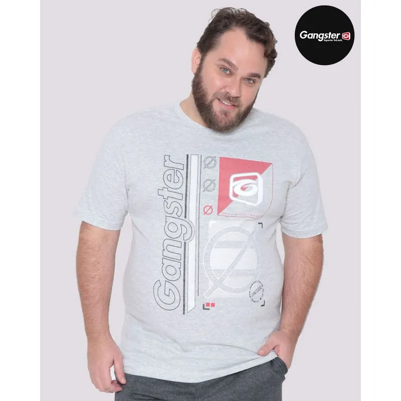 Camiseta Plus Size Estampa Gangster Cinza Claro G2