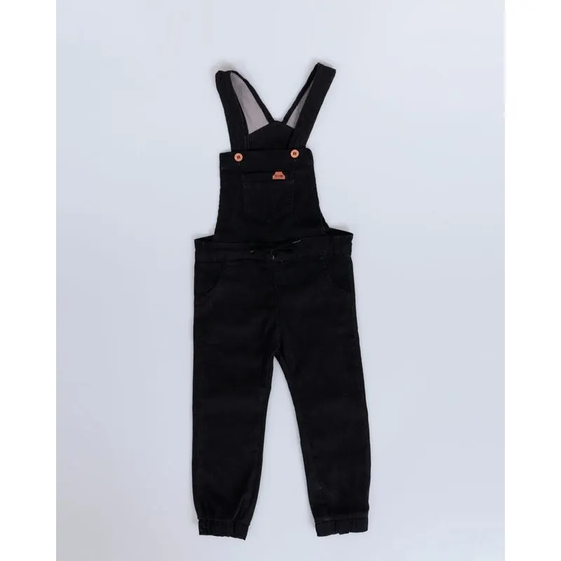 Macacão Bebê Bolso Jeans Preto 1