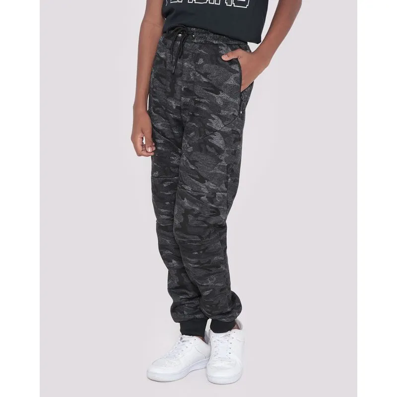 Calça Helanca Juvenil Jogger Camuflado Mescla Escuro 16