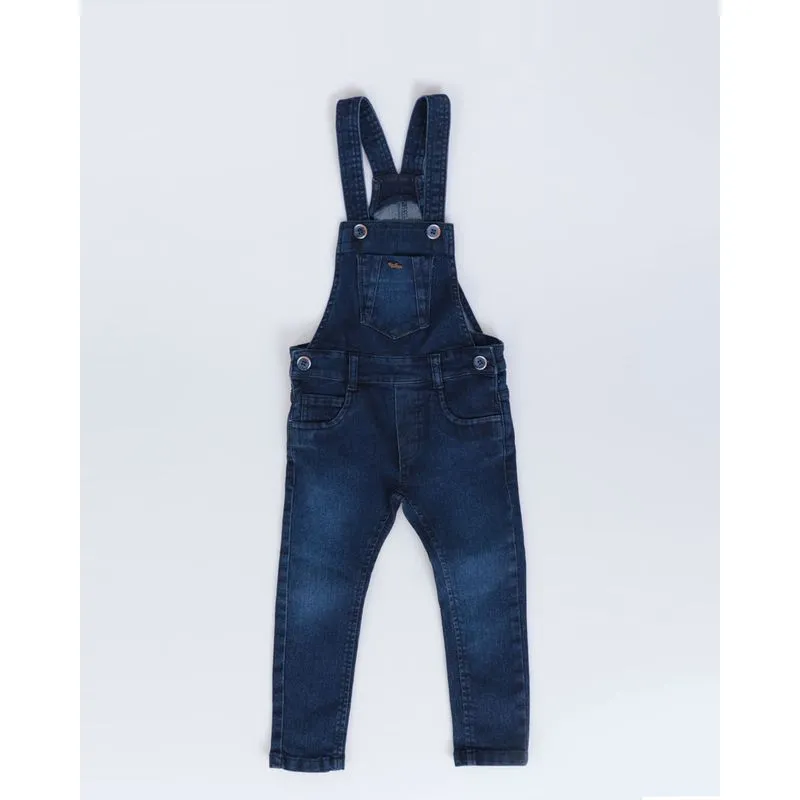 Macacão Bebê Bolsos Jeans Azul Escuro 1