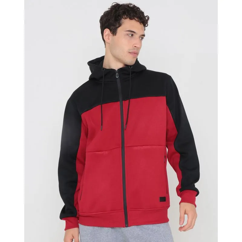 Casaco Masculino Moletom Recorte Preto Vermelho G