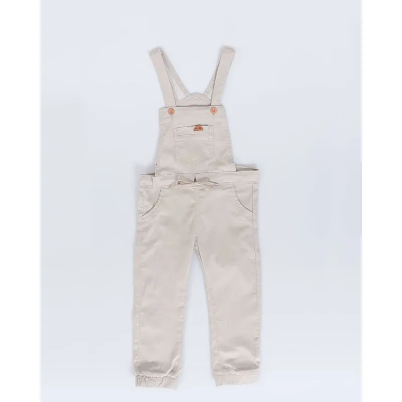 Jardineira Bebê Jogger Sarja Bege 1