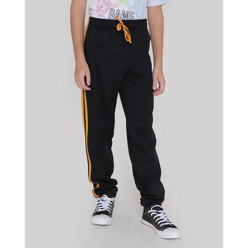 Calça Moletom Juvenil Listra Preto 14