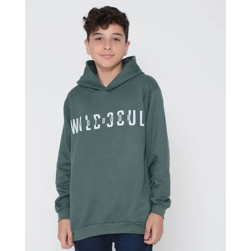 Blusão Juvenil Moletom Estampado Verde Escuro 10