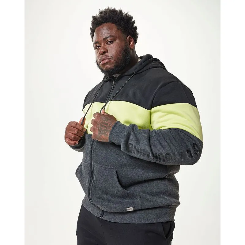 Casaco Plus Size Masculino Com Zíper e Recortes Preto G2