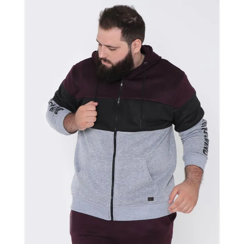 Casaco Plus Size Moletom Recorte Neon Roxo G2