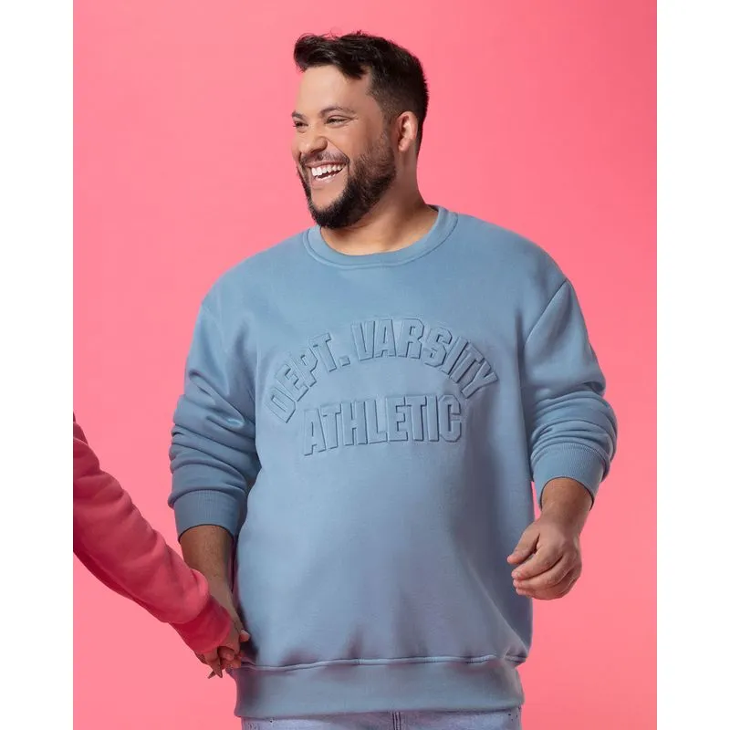 Blusão Plus Size Masculino Moletom Athletic Azul G1