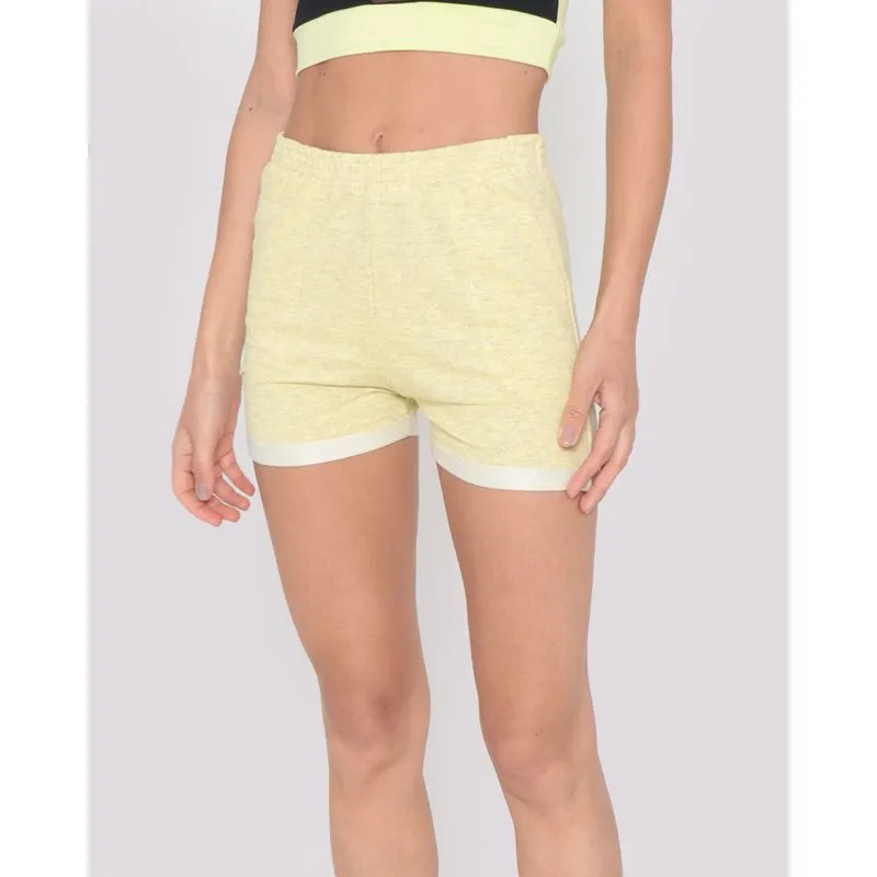Short Feminino Moletinho Fitness Rajado Amarelo P