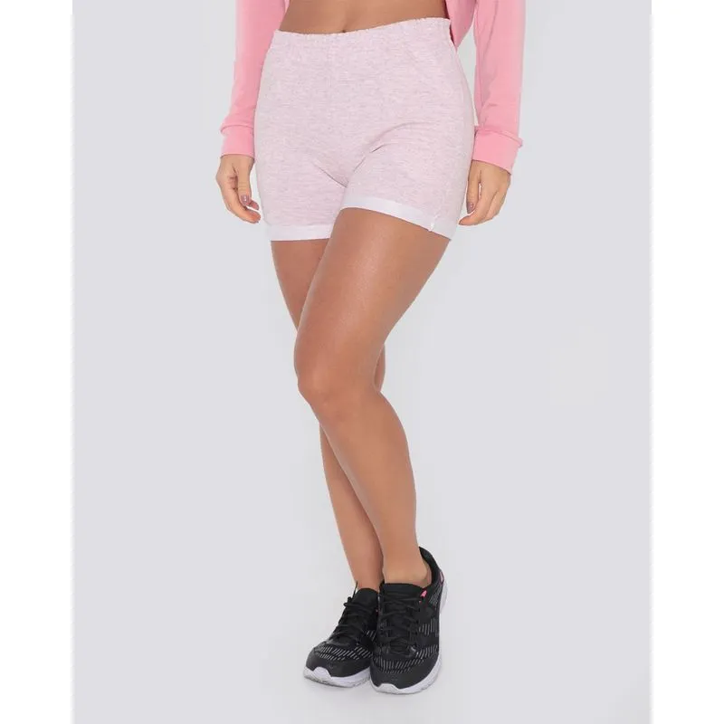 Short Feminino Moletinho Fitness Rajado Rosa Claro GG