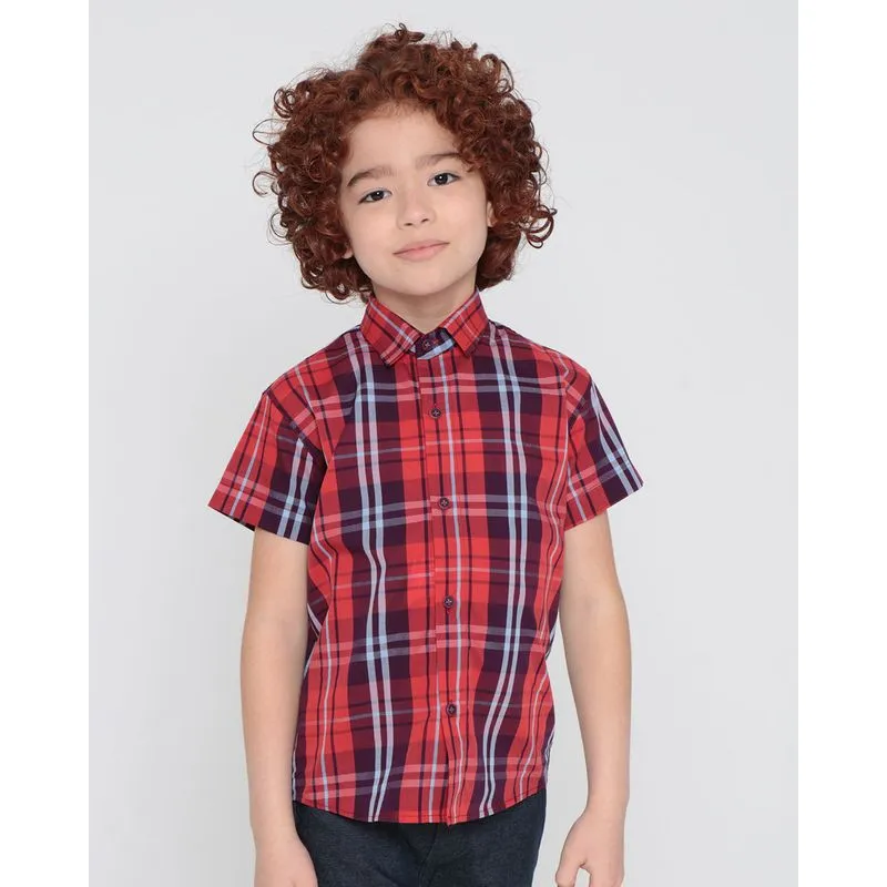 Camisa Infantil Xadrez Vermelha 4